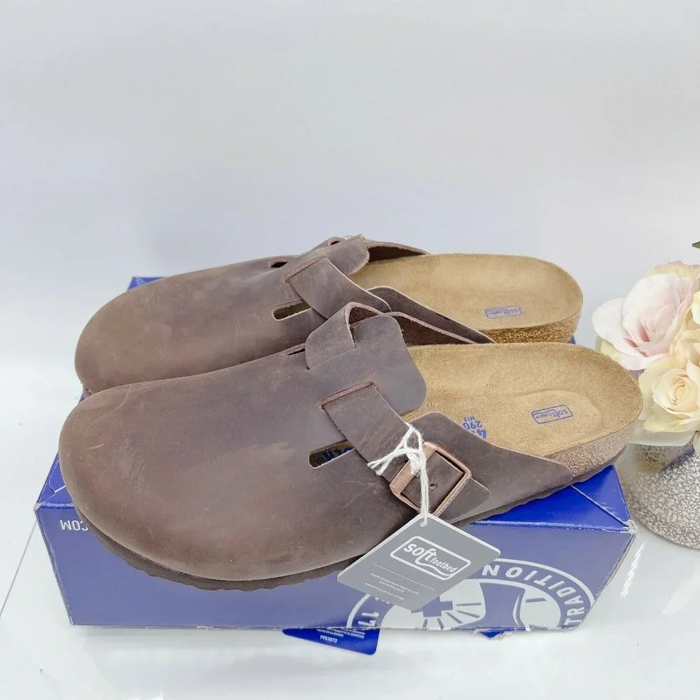 Birkenstock Soft Footbed Boston Clog Oiled Leather Habana EU 45 Mens US 12- 12.5 - Picture 3 of 12